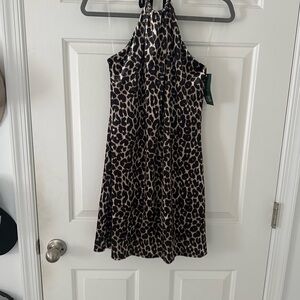 NWT Cheetah Velour Halter Dress